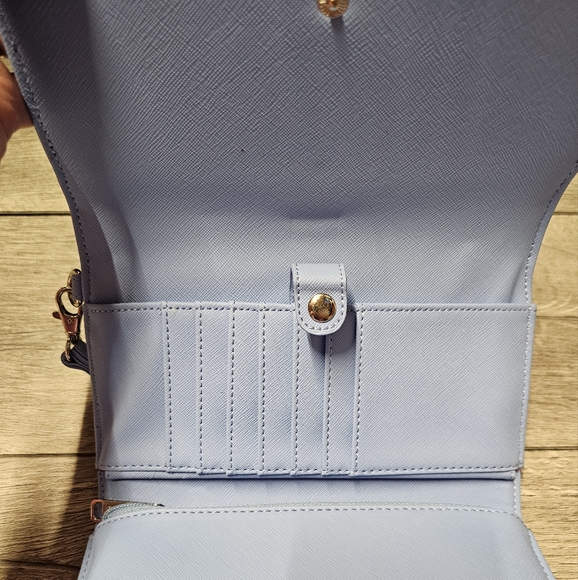 NWOT Loungefly×Disney Minnie Mouse Polka Dot Bow Crossbody Wristlet Wallet Blue - Picture 11 of 15